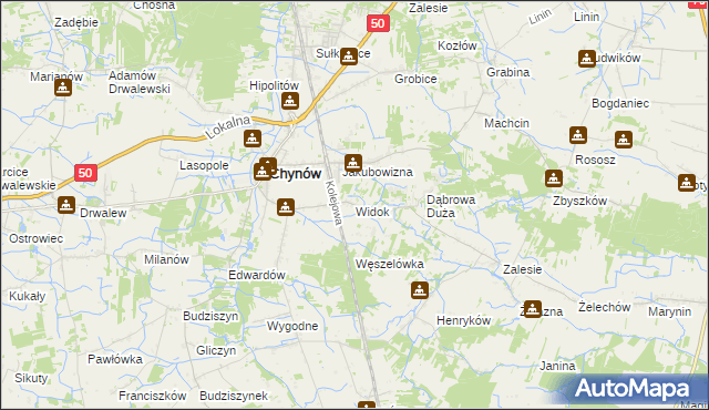 mapa Widok gmina Chynów, Widok gmina Chynów na mapie Targeo