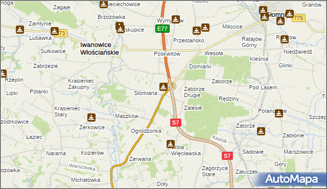 mapa Widoma gmina Iwanowice, Widoma gmina Iwanowice na mapie Targeo