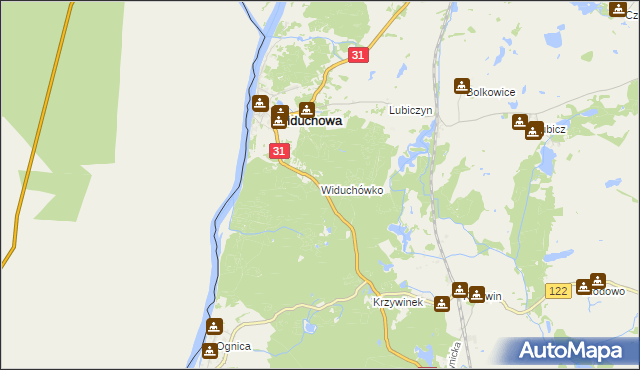 mapa Widuchówko, Widuchówko na mapie Targeo