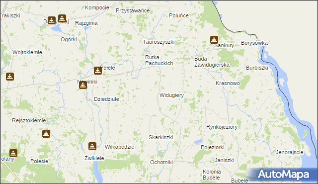 mapa Widugiery, Widugiery na mapie Targeo