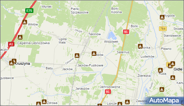 mapa Widzów, Widzów na mapie Targeo