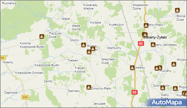 mapa Wiechetki Małe, Wiechetki Małe na mapie Targeo