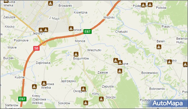 mapa Wiechucice, Wiechucice na mapie Targeo