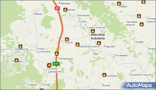 mapa Wieczfnia-Kolonia, Wieczfnia-Kolonia na mapie Targeo