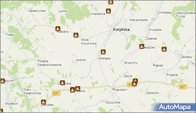 mapa Wielądki, Wielądki na mapie Targeo