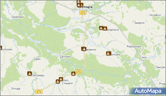 mapa Wielawino, Wielawino na mapie Targeo