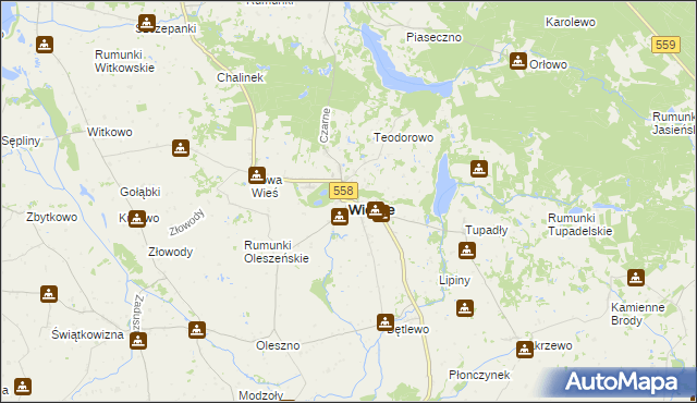 mapa Wielgie powiat lipnowski, Wielgie powiat lipnowski na mapie Targeo