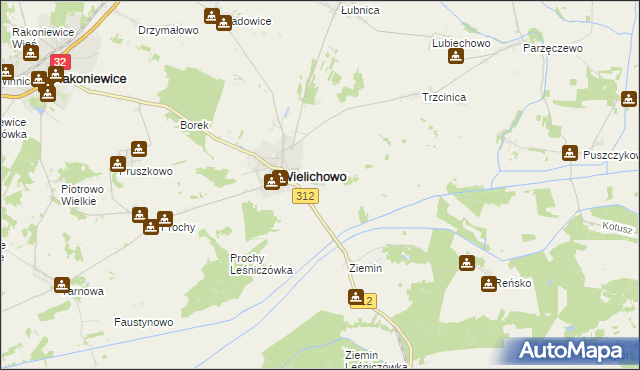 mapa Wielichowo-Wieś, Wielichowo-Wieś na mapie Targeo