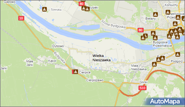 mapa Wielka Nieszawka, Wielka Nieszawka na mapie Targeo