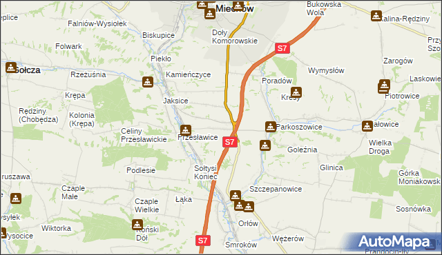 mapa Wielki Dół gmina Miechów, Wielki Dół gmina Miechów na mapie Targeo