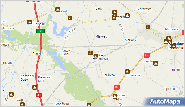 mapa Wielkie Rychnowo, Wielkie Rychnowo na mapie Targeo