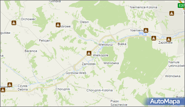 mapa Wielkopole gmina Gorzków, Wielkopole gmina Gorzków na mapie Targeo