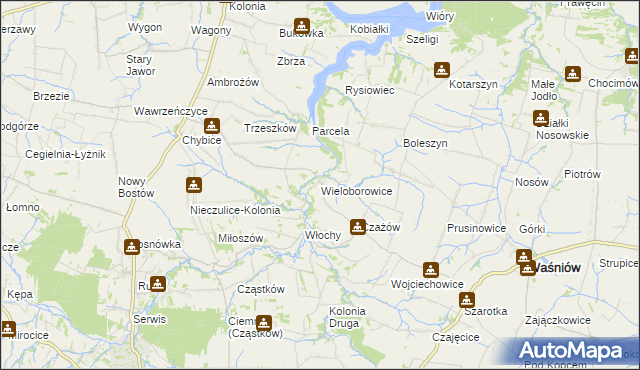 mapa Wieloborowice, Wieloborowice na mapie Targeo