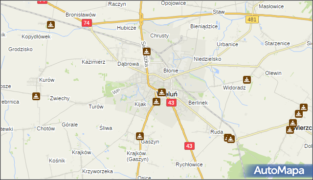 mapa Wieluń, Wieluń na mapie Targeo