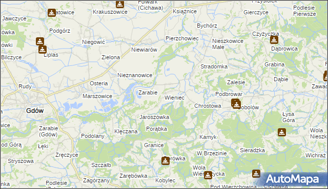 mapa Wieniec gmina Gdów, Wieniec gmina Gdów na mapie Targeo