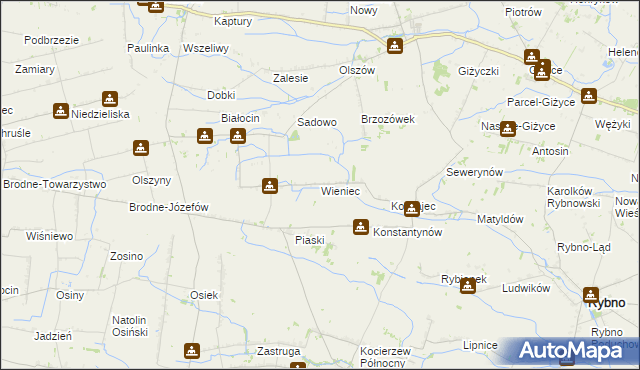 mapa Wieniec gmina Iłów, Wieniec gmina Iłów na mapie Targeo