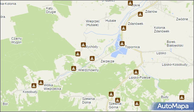 mapa Wieprzec gmina Zamość, Wieprzec gmina Zamość na mapie Targeo