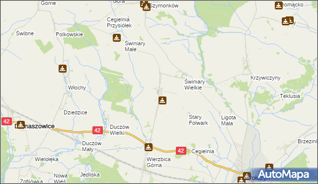 mapa Wierzbica Dolna gmina Wołczyn, Wierzbica Dolna gmina Wołczyn na mapie Targeo