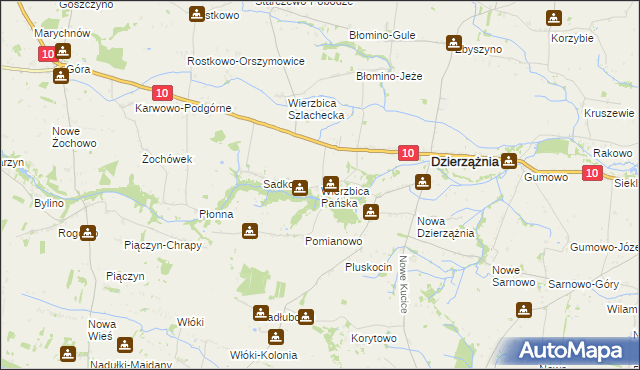 mapa Wierzbica Pańska, Wierzbica Pańska na mapie Targeo