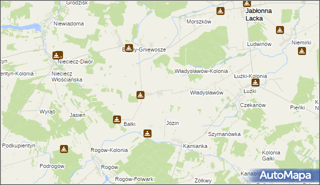 mapa Wierzbice-Guzy, Wierzbice-Guzy na mapie Targeo