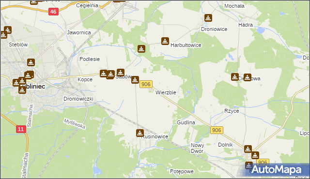 mapa Wierzbie gmina Koszęcin, Wierzbie gmina Koszęcin na mapie Targeo