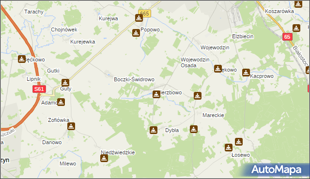 mapa Wierzbowo gmina Grajewo, Wierzbowo gmina Grajewo na mapie Targeo