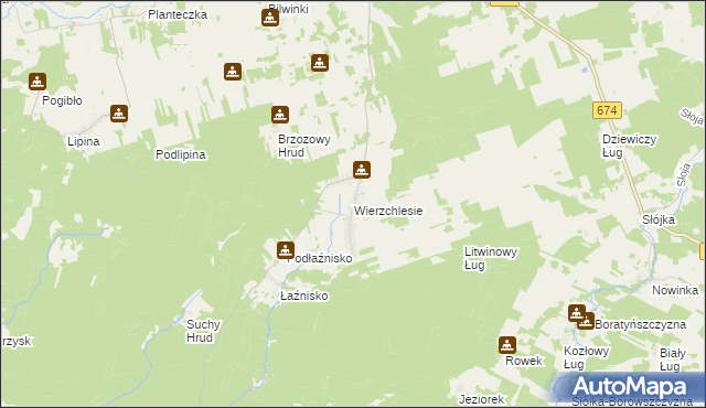 mapa Wierzchlesie, Wierzchlesie na mapie Targeo