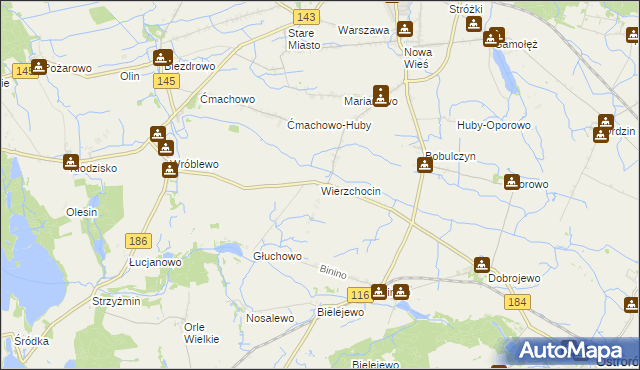 mapa Wierzchocin, Wierzchocin na mapie Targeo