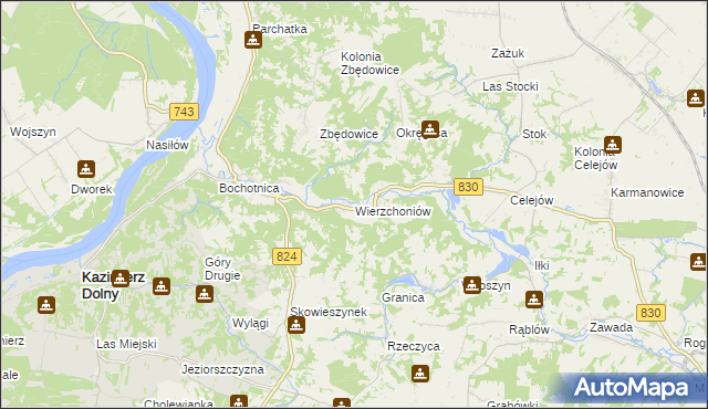 mapa Wierzchoniów, Wierzchoniów na mapie Targeo