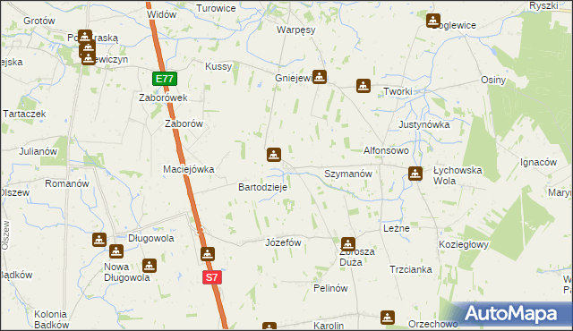 mapa Wierzchowina gmina Jasieniec, Wierzchowina gmina Jasieniec na mapie Targeo