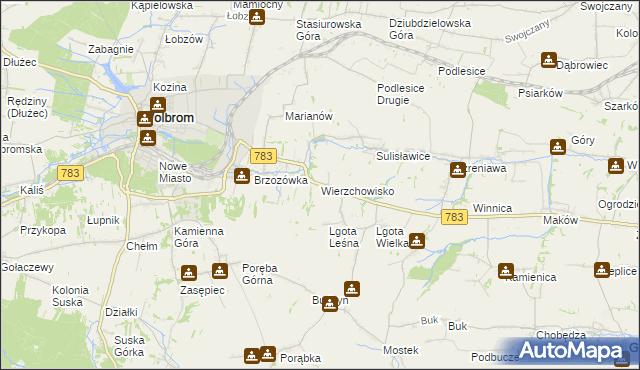 mapa Wierzchowisko gmina Wolbrom, Wierzchowisko gmina Wolbrom na mapie Targeo