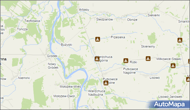 mapa Wierzchuca Nagórna, Wierzchuca Nagórna na mapie Targeo