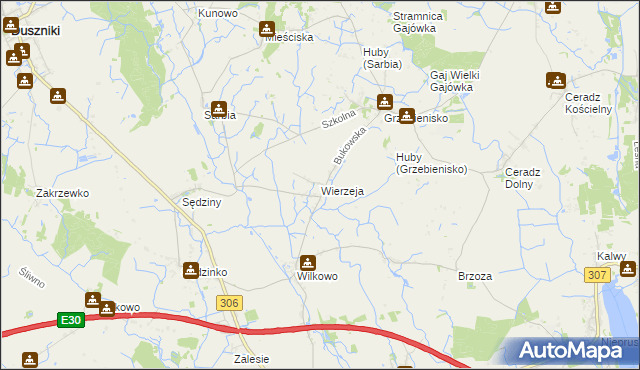 mapa Wierzeja, Wierzeja na mapie Targeo