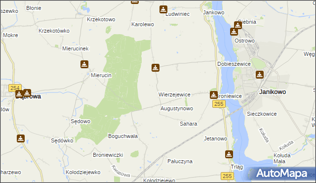 mapa Wierzejewice, Wierzejewice na mapie Targeo