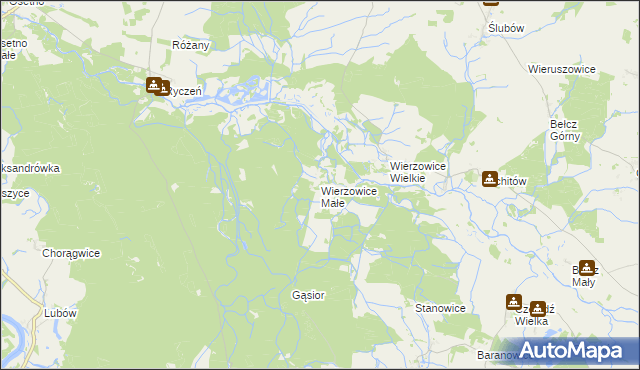 mapa Wierzowice Małe, Wierzowice Małe na mapie Targeo