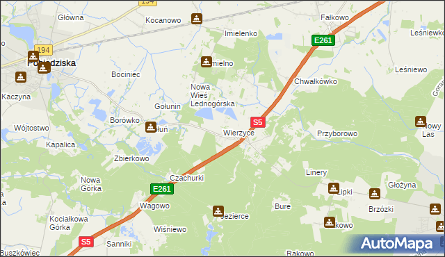 mapa Wierzyce, Wierzyce na mapie Targeo