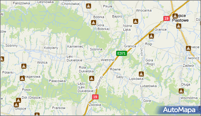 mapa Wietrzno gmina Dukla, Wietrzno gmina Dukla na mapie Targeo