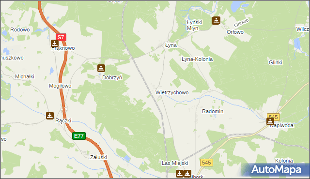 mapa Wietrzychowo, Wietrzychowo na mapie Targeo