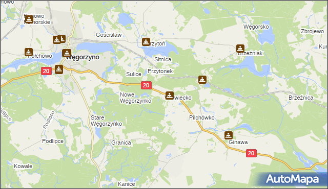 mapa Wiewiecko, Wiewiecko na mapie Targeo