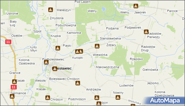 mapa Wiewiórka gmina Bolesławiec, Wiewiórka gmina Bolesławiec na mapie Targeo