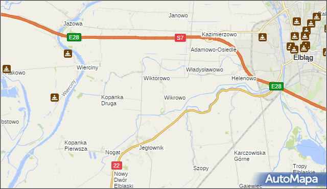 mapa Wikrowo gmina Gronowo Elbląskie, Wikrowo gmina Gronowo Elbląskie na mapie Targeo