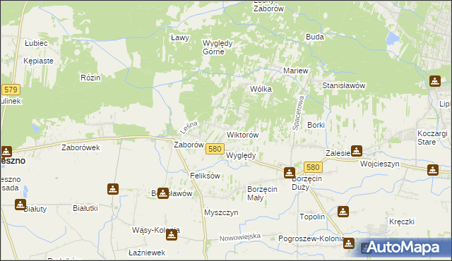 mapa Wiktorów gmina Leszno, Wiktorów gmina Leszno na mapie Targeo