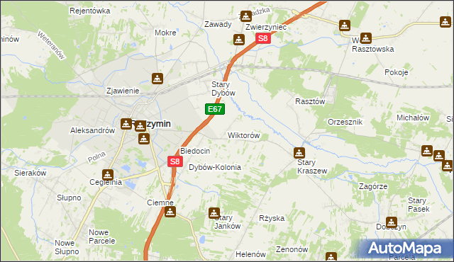 mapa Wiktorów gmina Radzymin, Wiktorów gmina Radzymin na mapie Targeo