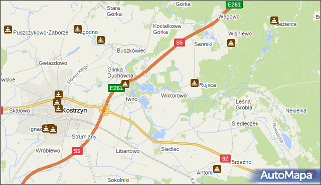 mapa Wiktorowo gmina Kostrzyn, Wiktorowo gmina Kostrzyn na mapie Targeo