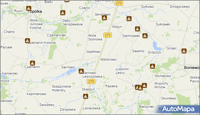 mapa Wiktorowo gmina Lubraniec, Wiktorowo gmina Lubraniec na mapie Targeo