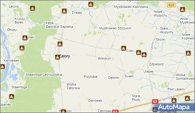 mapa Wiktoryn gmina Zatory, Wiktoryn gmina Zatory na mapie Targeo