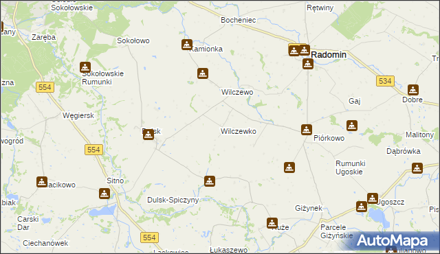 mapa Wilczewko, Wilczewko na mapie Targeo