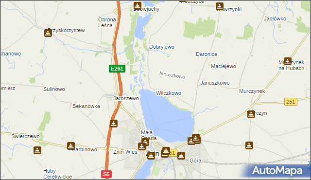 mapa Wilczkowo gmina Żnin, Wilczkowo gmina Żnin na mapie Targeo