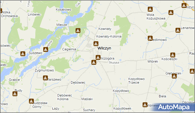 mapa Wilczogóra gmina Wilczyn, Wilczogóra gmina Wilczyn na mapie Targeo