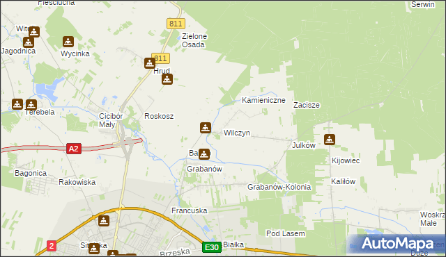 mapa Wilczyn gmina Biała Podlaska, Wilczyn gmina Biała Podlaska na mapie Targeo